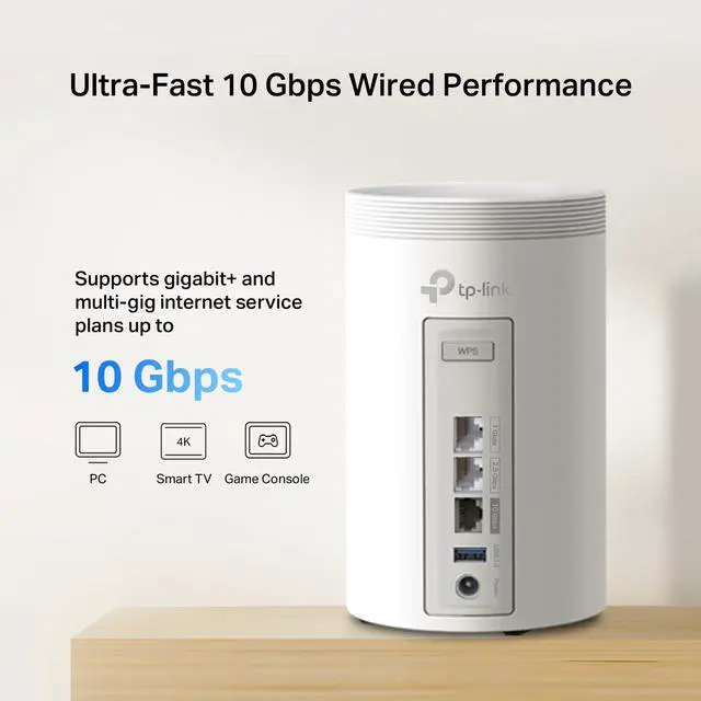 Alt view image 3 of 5 - TP-Link Deco BE67 Tri-Band WiFi 7 BE14000 Whole Home Mesh System | 8-Stream 14Gbps | 1×10G+1×2.5G Multi-gig Wired Backhaul | Up to 8100 Sq.ft | VPN, HomeShield, MLO, 320 MHz, AI-Roaming (3-Pack)
