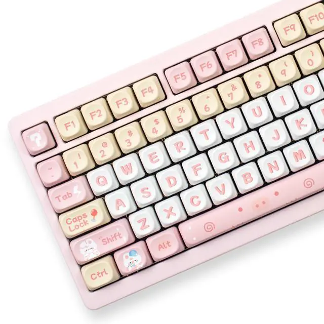 Main image of Sumgsn Round Moa Profile Keycaps-141 Keys Cute Pink PBT Keyboard Keycap Set for with Keycaps Puller for Cherry MX Switches Mechanical Keyboard