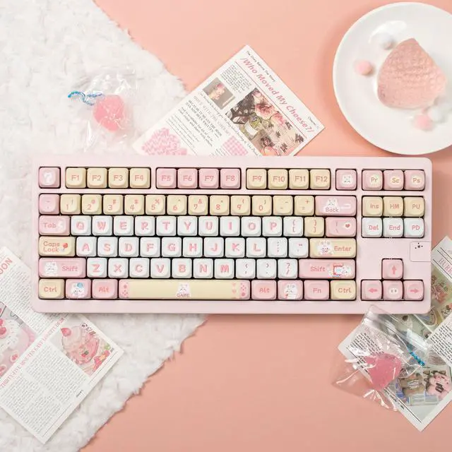 Alt view image 3 of 5 - Sumgsn Round Moa Profile Keycaps-141 Keys Cute Pink PBT Keyboard Keycap Set for with Keycaps Puller for Cherry MX Switches Mechanical Keyboard