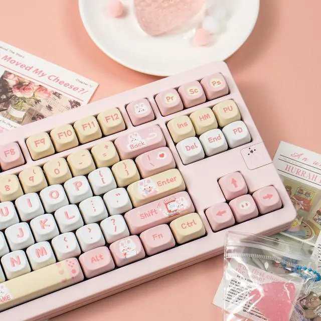 Alt view image 4 of 5 - Sumgsn Round Moa Profile Keycaps-141 Keys Cute Pink PBT Keyboard Keycap Set for with Keycaps Puller for Cherry MX Switches Mechanical Keyboard