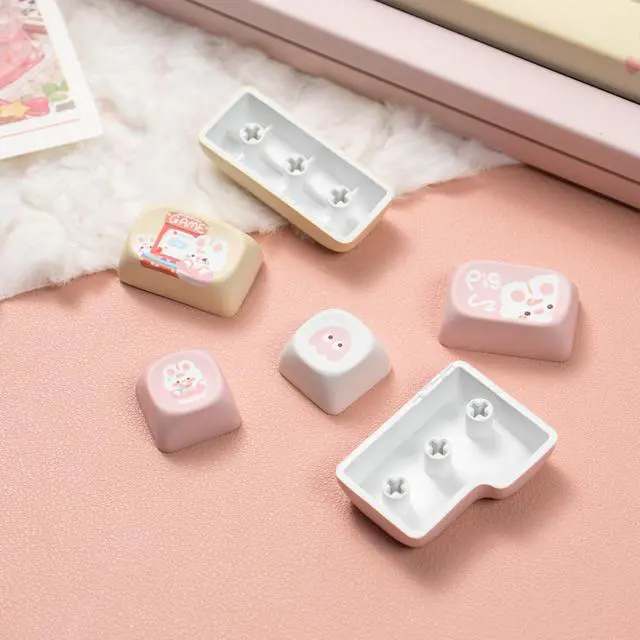 Alt view image 5 of 5 - Sumgsn Round Moa Profile Keycaps-141 Keys Cute Pink PBT Keyboard Keycap Set for with Keycaps Puller for Cherry MX Switches Mechanical Keyboard