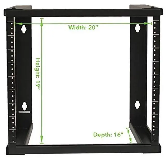 Alt view image 5 of 5 - NavePoint 9U Open Frame Wall Mount Server Rack for 19" Networking IT Equipment & A/V, 12-24 Threaded, Compatible with 2-Post Mounting, Black