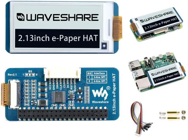 Main image of 2.13inch E-Ink Display HAT V4 Version Compatible with Raspberry Pi 5/ 4B/3B+/3B/2B/A+/Zero W/Zero 2 W/Pico W/Pico 2WJetson Nano, 250x122 Pixel e-Paper HAT, SPI Interface, Support Partial Refresh