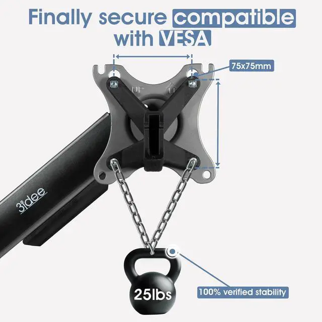 Alt view image 2 of 5 - 3IDEE VESA Adapter, VESA Mount Compatible with HP All-in-One PC - VESA Mount 75x75mm - VESA Adapter HP for Monitors Without VESA Connection (ProOne 440 G9)