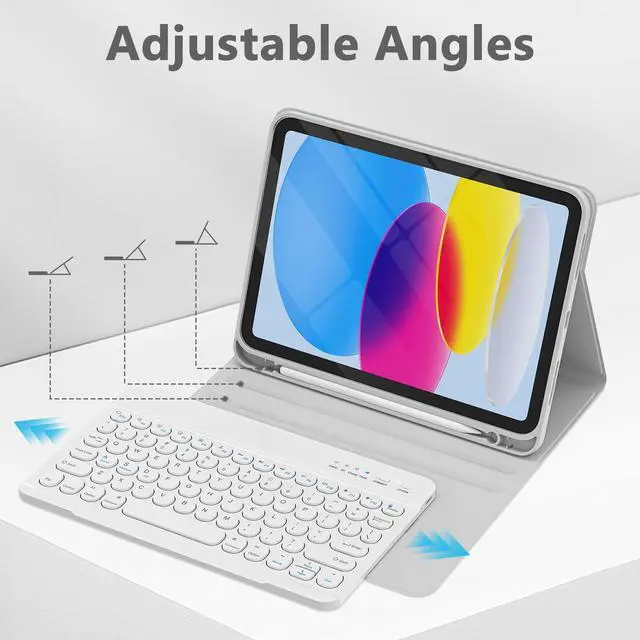 Alt view image 3 of 5 - KBCASE Keyboard Case for iPad A16 11 inch 2025 / 10th Generation 10.9 inch 2022, Detachable Wireless Keyboard Cover with Pencil Holder for iPad 11/10th Gen (Light Gray)