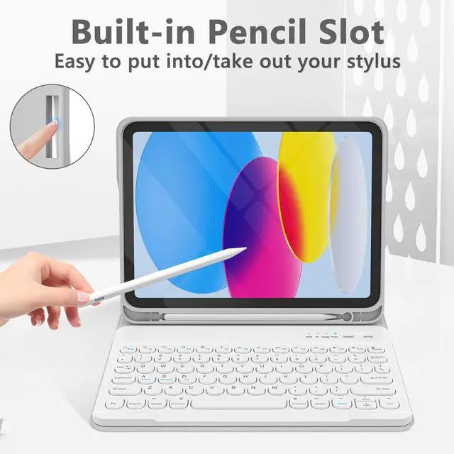 Alt view image 5 of 5 - KBCASE Keyboard Case for iPad A16 11 inch 2025 / 10th Generation 10.9 inch 2022, Detachable Wireless Keyboard Cover with Pencil Holder for iPad 11/10th Gen (Light Gray)