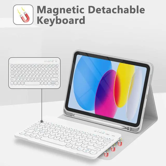 Alt view image 4 of 5 - KBCASE Keyboard Case for iPad A16 11 inch 2025 / 10th Generation 10.9 inch 2022, Detachable Wireless Keyboard Cover with Pencil Holder for iPad 11/10th Gen (Light Gray)