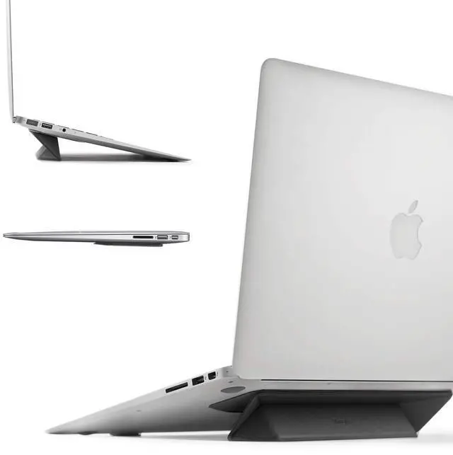 Main image of Ringke Laptop Stand Anti-Slide Smart Folding Portable Slim and Weightless Adhesive Stand for Laptop, iPad, Tablet, and More - Black