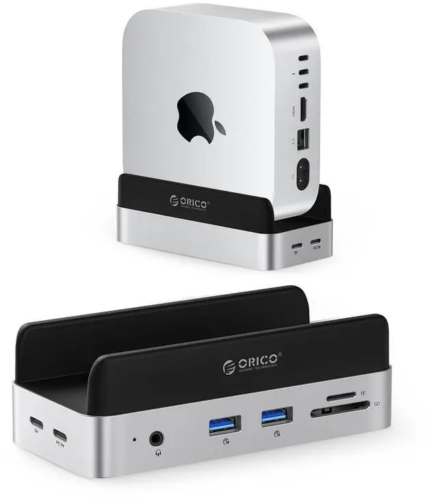 Main image of ORICO MiniDock Mac mini M4 Dock and Stand with 2TB M.2 SSD, 2xUSB A 10Gbps, SD/TF Card Slots, 3.5mm Audio, for Mac mini M4 and M4 Pro 2024(VSE-2TB)