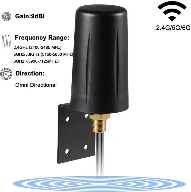 Alt view image 3 of 5 - Eifagur 9dBi WiFi 6 6E Tri-Band 2.4GHz + 5 GHz + 6GHz Wall Mount Antenna for WiFi 6 6E Router Hotspot PC Desktop Computer PCI-E Network Card Reolink Security Camera Signal Booster