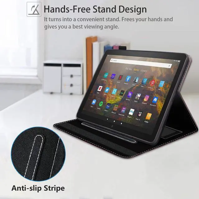 Alt view image 4 of 5 - POIUYTREW Case for Amazon Kindle Fire HD 10 Tablet 10.1" (9th/7th Gen, 2019/2017 Release) - PU Leather Folio Cover with Smart Auto Wake/Sleep, Cute Pug