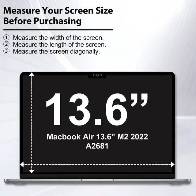 Alt view image 2 of 5 - Removable Tempered Glass Screen Protector for Macbook Air 13.6" M2 2022 Laptops, [GlasTR Slim] Bubble Free 9H Hardness for Macbook Air (M2 2022, A2681) Screen Film, Anti Scratch High Transparency