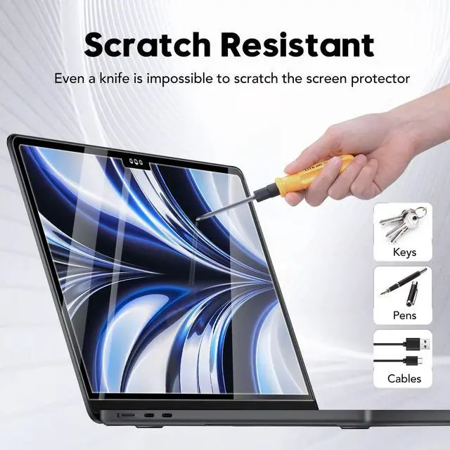 Alt view image 3 of 5 - Removable Tempered Glass Screen Protector for Macbook Air 13.6" M2 2022 Laptops, [GlasTR Slim] Bubble Free 9H Hardness for Macbook Air (M2 2022, A2681) Screen Film, Anti Scratch High Transparency