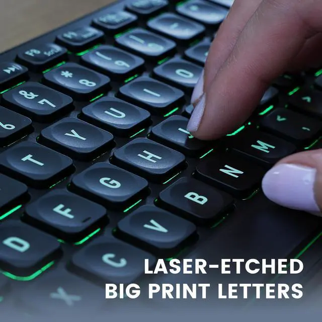 Alt view image 3 of 5 - Perixx PERIBOARD-333RGB Wired Backlit USB Keyboard- X Type Scissor Keys - Compact 14.25x4.57x0.83 Inches - Big Print Letters - RGB Backlit - US English