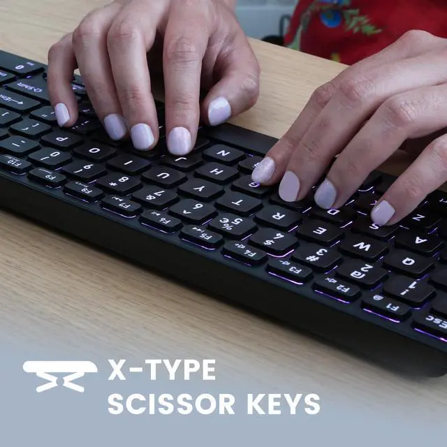 Alt view image 5 of 5 - Perixx PERIBOARD-333RGB Wired Backlit USB Keyboard- X Type Scissor Keys - Compact 14.25x4.57x0.83 Inches - Big Print Letters - RGB Backlit - US English