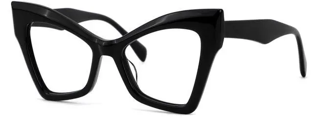 Main image of VOOGLAM Cat Eye Spring Hinge Women's Non-Prescription Glasses with HD Clear Lenses in Black Acetate Frame