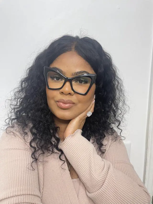 Alt view image 2 of 5 - VOOGLAM Cat Eye Spring Hinge Women's Non-Prescription Glasses with HD Clear Lenses in Black Acetate Frame