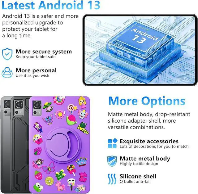 Alt view image 4 of 5 - Android Tablet 10.51 Inch with 6GB RAM 128GB ROM, Octa-Core 2.0Ghz Processor, 1920 * 1200 FHD IPS Touch Screen, 5MP+13MP Dual Camera, 6200mAh Battery, Android 13 Tablet, 5G WiFi, Bluetooth 5.0, GPS