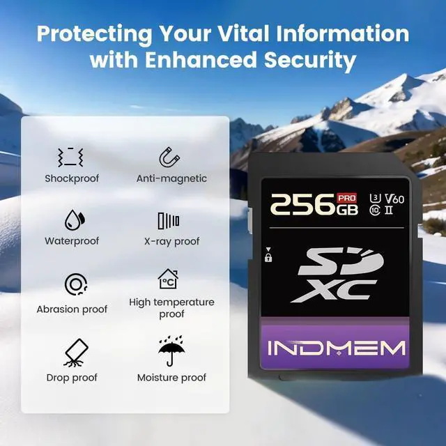 Alt view image 3 of 5 - 256GB SD Card UHS-II V60 U3 SDXC Memory Card, High Speed Read up to 280MB/s, V60 Memory Cards for Professional Camera 4K/6K Video