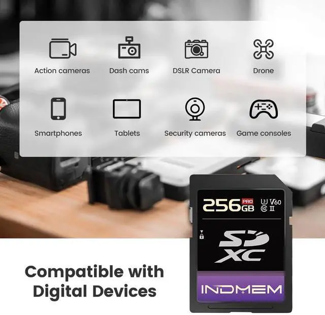 Alt view image 4 of 5 - 256GB SD Card UHS-II V60 U3 SDXC Memory Card, High Speed Read up to 280MB/s, V60 Memory Cards for Professional Camera 4K/6K Video