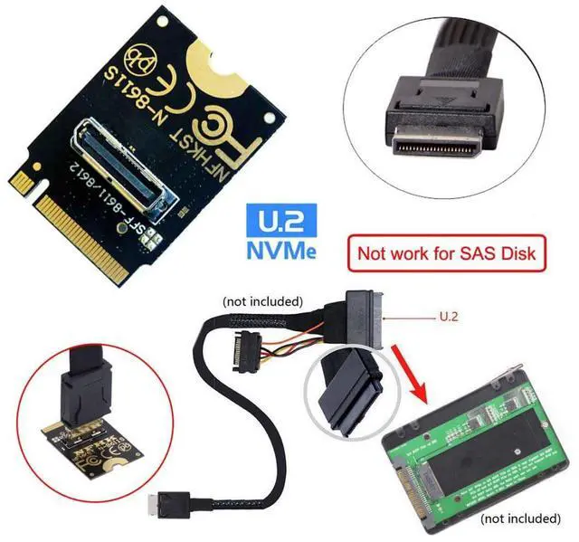 Alt view image 3 of 5 - chenyang Oculink SFF-8612 SFF-8611 to PCI-E 4.0 NVME M.2 M-Key Vertical Host Adapter for U.2 SSD & eGPU