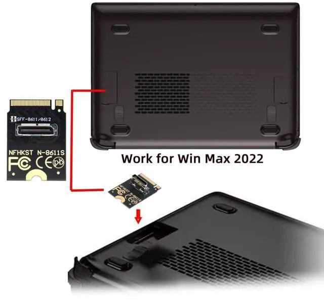 Alt view image 5 of 5 - chenyang Oculink SFF-8612 SFF-8611 to PCI-E 4.0 NVME M.2 M-Key Vertical Host Adapter for U.2 SSD & eGPU