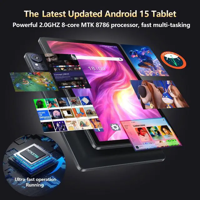 Alt view image 4 of 5 - Tablet 11 inch 2025 Latest Android 15 Tablet with Keyboard,128GB ROM 16GB RAM 1TB Expand,Octa-Core Tablets with 5G/2.4G WiFi Model 8000mAh Battery,Incell Big Screen,13MP+8MP Camera,Bluetooth 5.0,GPS