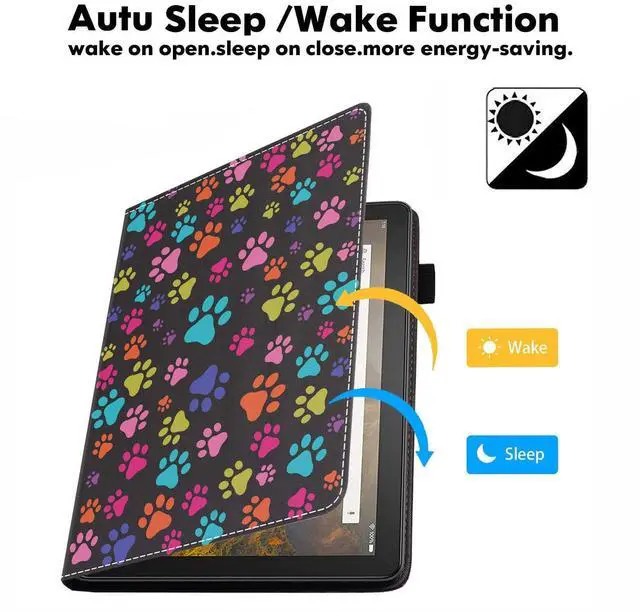 Alt view image 3 of 5 - FQTBCEARI Case for All-New Kindle Fire 7 Tablet (7", 12th Generation, 2022 Release), Slim PU Leather Cover with Card Slot & Pencil Holder, Colorful Dog Paw Print