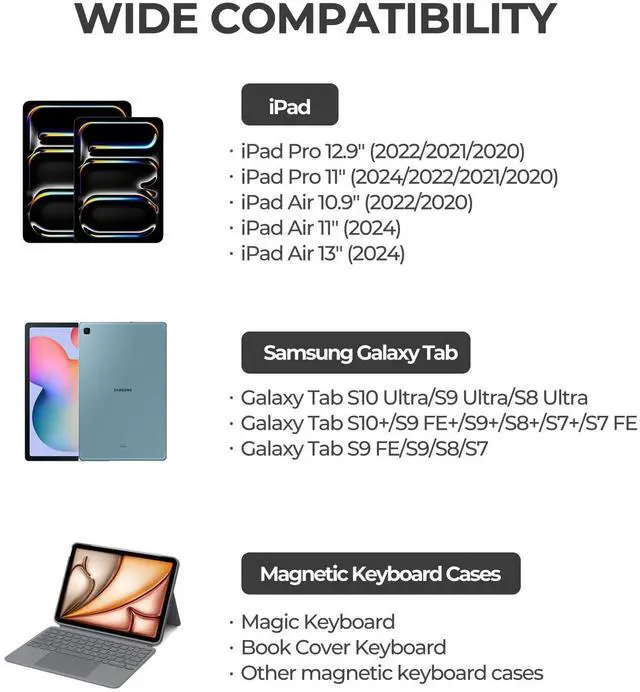 Alt view image 2 of 5 - Dexnor Magnetic Phone Holder for Magic Keyboard, Compatible with Magsafe and Non-Magsafe Phone, Slim Portable Foldable Productivity Stand Mount for iPad/Samsung Magnetic Keyboard Cases - Black