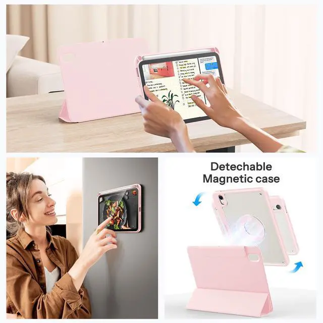 Alt view image 5 of 5 - SPARIN Case for iPad mini 7 A17 Pro 2024/iPad Mini 6 2021 8.3 Inch, Detachable Magnetic Cover, Portrait/Landscape Stand with Pencil Holder, Support Auto Wake/Sleep (Pink)