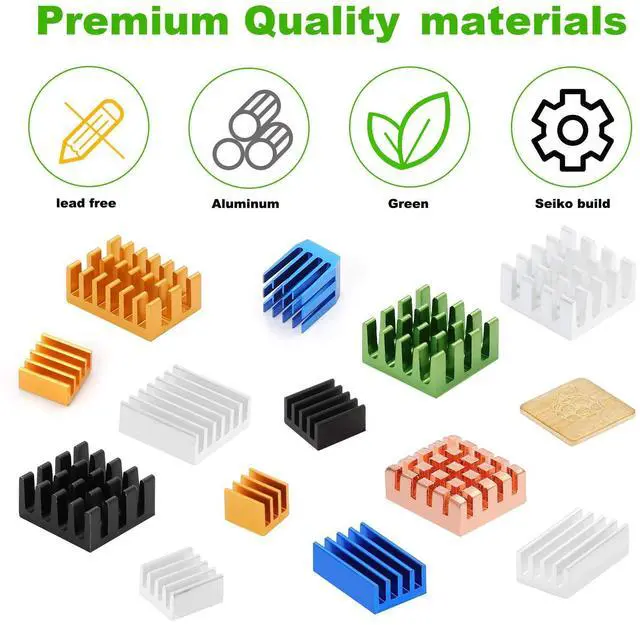 Alt view image 3 of 5 - ESUMIC 78PCS Raspberry Pi 4b Heatsink, Raspberry Pi Heatsink Aluminum Heatsink with Thermal Conductive Adhesive Tape for Raspberry Pi 4 Model B