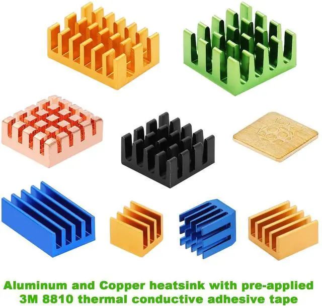 Alt view image 5 of 5 - ESUMIC 78PCS Raspberry Pi 4b Heatsink, Raspberry Pi Heatsink Aluminum Heatsink with Thermal Conductive Adhesive Tape for Raspberry Pi 4 Model B
