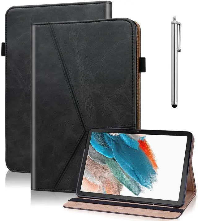 Main image of VODEFOX Case for Samsung Galaxy Tab A8 10.5'' 2022 Case, PU Leather Business Folio Flip Stand Cover Solid Color Stripe Design with Elastic Band for Galaxy Tab A8 10.5 inch [SM-X200/X205/X207] - Black