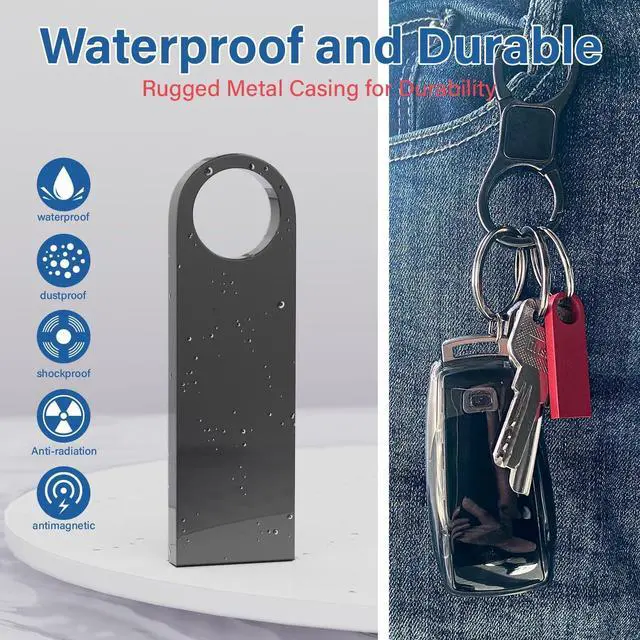 Alt view image 3 of 5 - 5 Pack 32GB USB Flash Drive with Keychains, Wooolken Sleek Metal USB 2.0 Thumb Drives Memory Stick for PC Laptop Computer