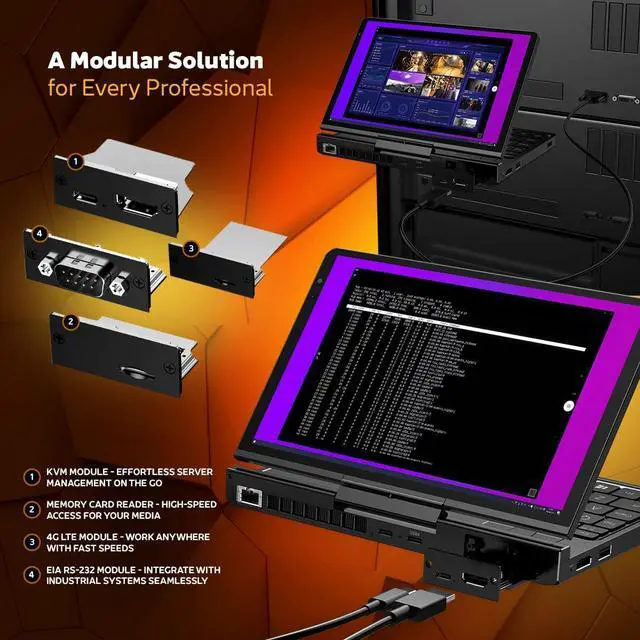 Alt view image 4 of 5 - GPD Pocket 4: Mini Laptop with AMD Ryzen 7 8840U CPU, Radeon 780M GPU, 16GB LPDDR5X RAM, 1TB PCIe Gen4 SSD, 8.8 Inch 2.5K 144Hz Display, Wi-Fi 6E, Bluetooth 5.3, Modular AI Handheld PC