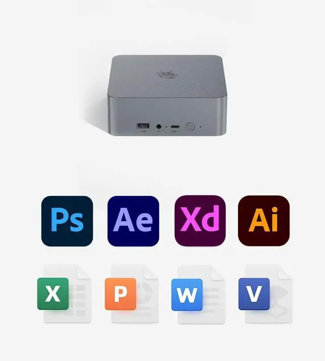 Alt view image 4 of 5 - Beelink EQR Mini PC W11 Pro, AMD Ryzen5 6600U(6C/12T up to 4.5 GHz), 32GB LPDDR5 500G NVME SSD Graphics 12 core Built in PSU WiFi 6/BT5.2/Dual Display Mini PC Computer