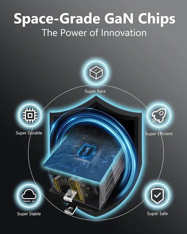 Alt view image 3 of 5 - 67W USB C Charger Block, 3-Port GaN PPS Fast Compact 67W Wall Charger with Foldable Plug for MacBook Pro/Air, Pixelbook, iPad Pro, iPhone 17/16/Pro, Galaxy S23/S22 (5FT Cable/Bronze Charger Included)
