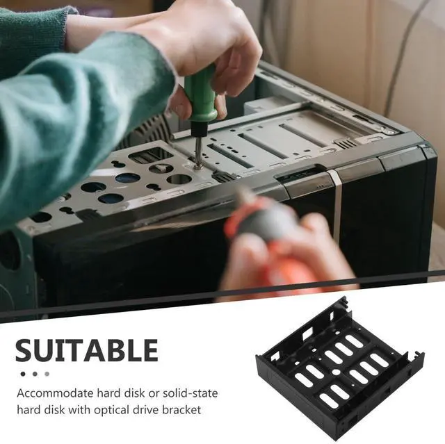 Alt view image 4 of 5 - ARTIBETTER 5.25 Inch to 3.5/2.5 Inch Ssd/HDD Mounting Bracket Adapter, Internal Hard Drive Holder for Optical Drive Bay, Abs Material with Efficient Heat Dissipation and Easy Installation