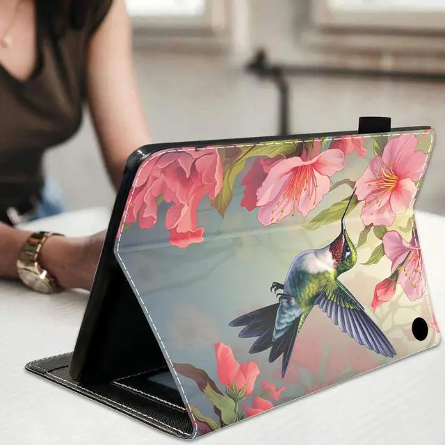 Alt view image 5 of 5 - stmedazm Case for Amazon Kindle Fire HD 8/Fire HD 8 Plus Tablet (12th/10th Generation, 2024/2022/2020 Release), Slim Stand Folio Cover with Card Slot & Auto Wake/Sleep - Hummingbird Flowers
