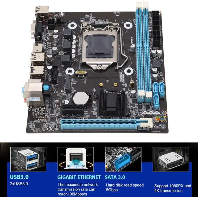 Alt view image 5 of 5 - Mrisata H81 Gaming Motherboard, LGA 1150 Micro ATX PC Motherboard, Channel DDR3 M.2 NVMe NGFF SATA 6Gb s PCIe Slot Support for Core I3 I5 I7 for E3 V3 for G Series