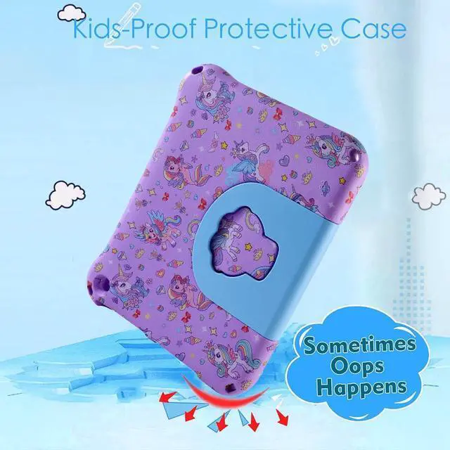 Alt view image 3 of 5 - Fire HD 8 2020 2022 2024 Kid Pro Tablet Cover Kindle HD 8 inch 12th Generation Case for Kids Boy Girl Cartoon Unicorn EVA Kid-Proof case with Stand Handle Shockproof Kid-Friendly Toddlers (Purple)