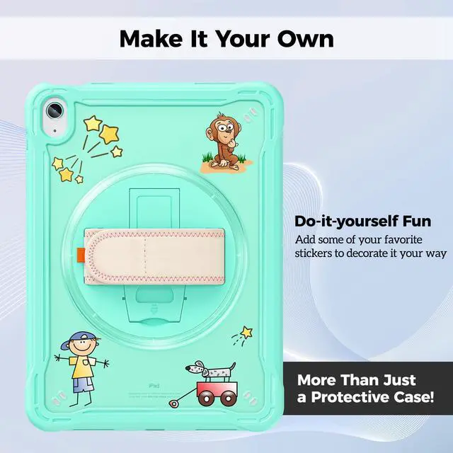 Alt view image 2 of 5 - ProCase for iPad 11th Generation A16 2025/iPad 10th Generation Case 10.9 Inch 2022, Heavy Duty Shockproof Rugged Cover with Hand Strap 360 Degree Rotatable Kickstand Protective for iPad 11/10 -Mint