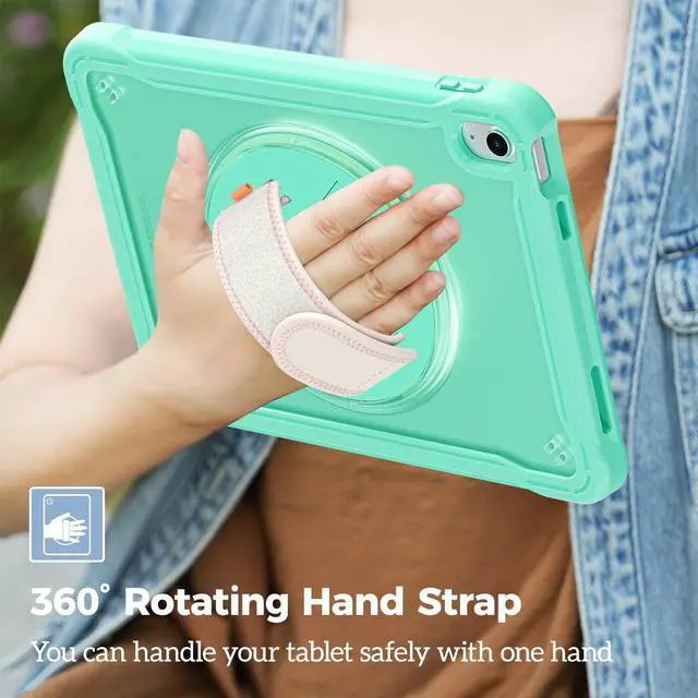 Alt view image 4 of 5 - ProCase for iPad 11th Generation A16 2025/iPad 10th Generation Case 10.9 Inch 2022, Heavy Duty Shockproof Rugged Cover with Hand Strap 360 Degree Rotatable Kickstand Protective for iPad 11/10 -Mint
