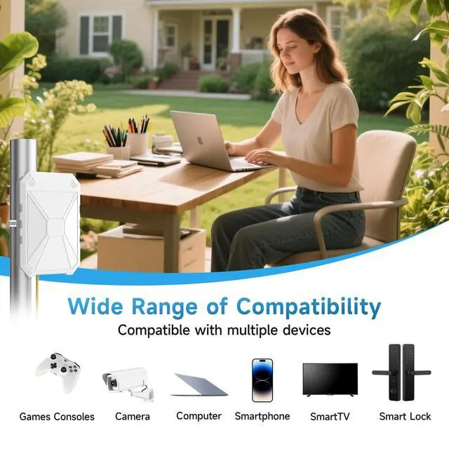 Alt view image 4 of 5 - AX1800 Outdoor WiFi 6 Extender, Outdoor WiFi Extender Signal Booster, Wireless Gigabit Outdoor Access Point, IP67 Weatherproof, Dual Band, Passive PoE, Extend WiFi for Outdoor Camera, Patio, Starlink