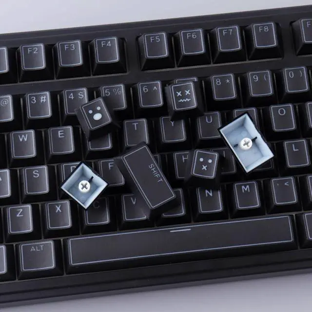 Alt view image 4 of 5 - Hyekit PBT Keycaps - Shine Through Double Shot Keycaps, 142 Keys Cherry Profile Backlit Key caps for Cherry Gateron MX Magnetic Switches 60 65 75 100 Percent Mechanical Keyboard (Balck)
