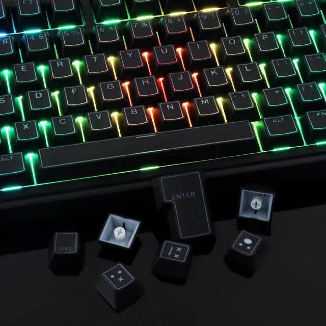 Alt view image 5 of 5 - Hyekit PBT Keycaps - Shine Through Double Shot Keycaps, 142 Keys Cherry Profile Backlit Key caps for Cherry Gateron MX Magnetic Switches 60 65 75 100 Percent Mechanical Keyboard (Balck)