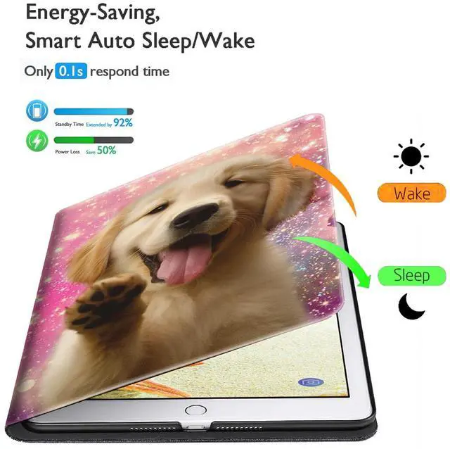Alt view image 2 of 5 - Case for All-New Kindle Fire HD 10 & 10 Plus Tablet 11th/13th Generation 2021/2023 Lightweight Smart Case Adjustable Stand Protective Cover with Auto Wake/Sleep - Golden Retriever Puppy Dog
