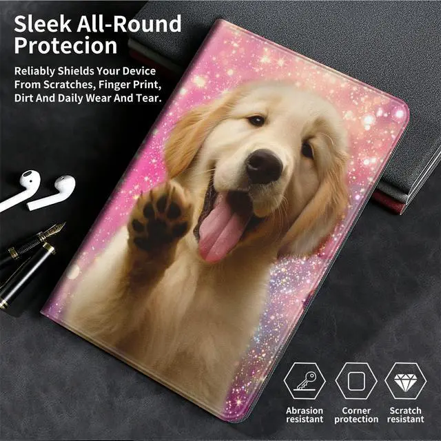 Alt view image 5 of 5 - Case for All-New Kindle Fire HD 10 & 10 Plus Tablet 11th/13th Generation 2021/2023 Lightweight Smart Case Adjustable Stand Protective Cover with Auto Wake/Sleep - Golden Retriever Puppy Dog