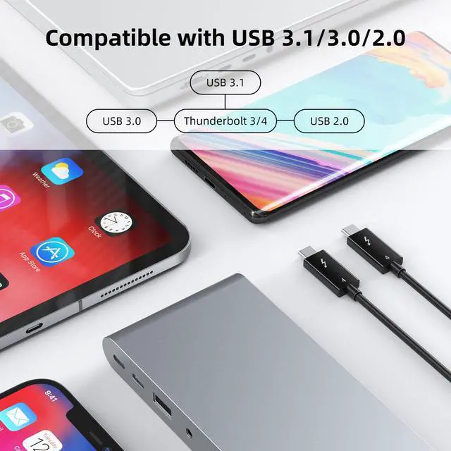 Alt view image 4 of 5 - Thuntex Thunderbolt 4 Cable 40Gbps/100W/5A, Compatible with 8K Display/40Gbps with New MacBook Pro, ThinkPad Yoga, Alienware 17 and More(Certified)(3.3FT /1M)