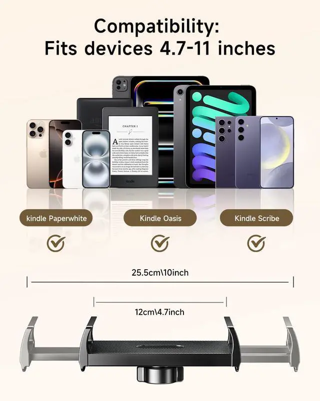 Alt view image 5 of 5 - UNIBITRI Floor Stand for Kindle with Remote Page Turner, Holder Stand for Reading in Bed with Clicker  for Kindle Paperwhite, Oasis,Tablet, iPhone and More 4.7-11 inch,Pink Remote